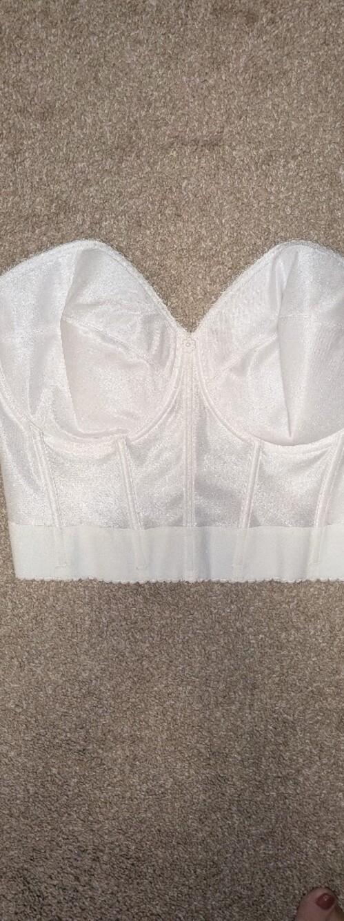 Dominique White Satin Longline Bra 40D
